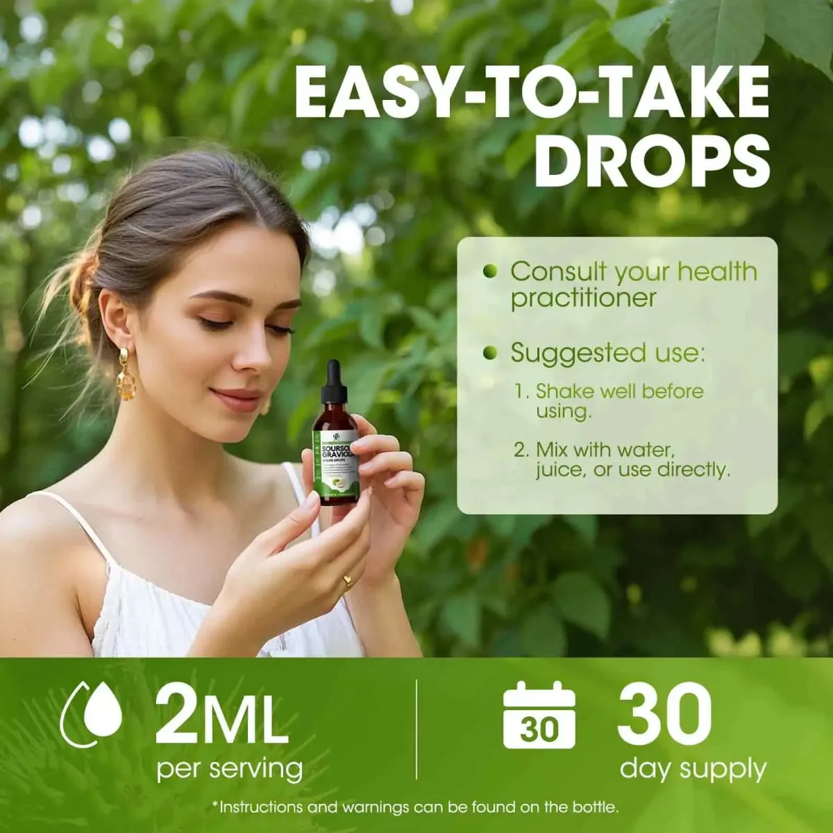 Organic Soursop Graviola Liquid Drops for Natural Antioxidant Cell Support & Regeneration Immune Boost Rich in Multivitamin