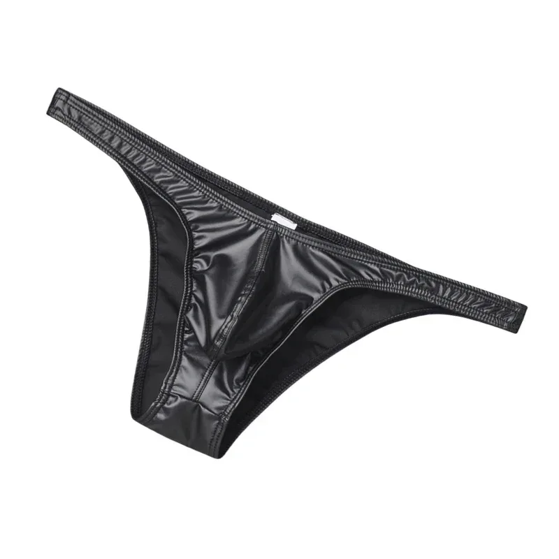 Men's Faux Leather Bikini Briefs Underpants U Pouch Sexy Slips for Men High Quality Lingerie Cuecas Calzoncillos Male Panties