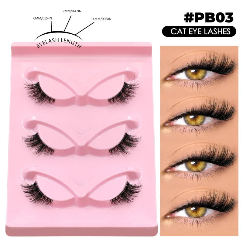 Half Lashes Cat Eye Eyelashes Natural Look Wispy műszempillák Faux Mink Lashes Clear Band Natural műszempillák Smink — image 10
