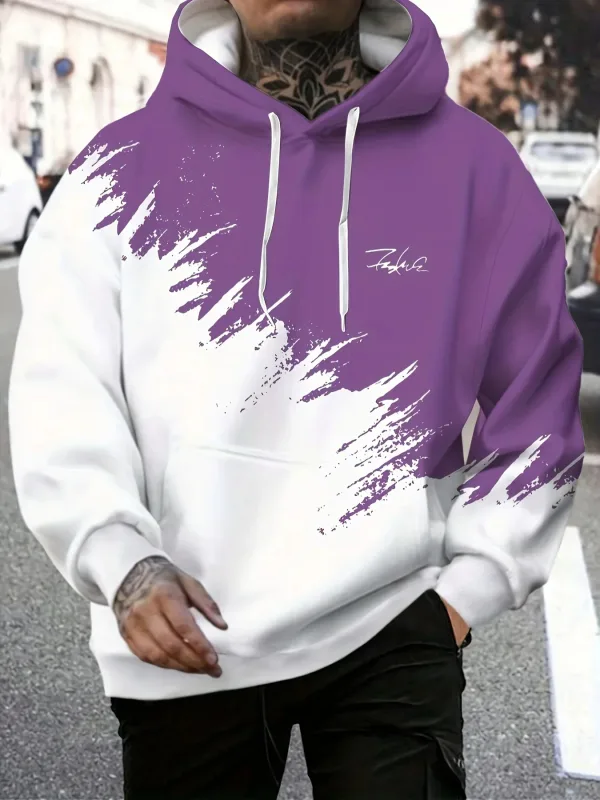 Moda gradiente impressão masculina hoodies engraçado 3d carta padrão camisolas de grandes dimensões outono e inverno casual pulôver roupas masculinas