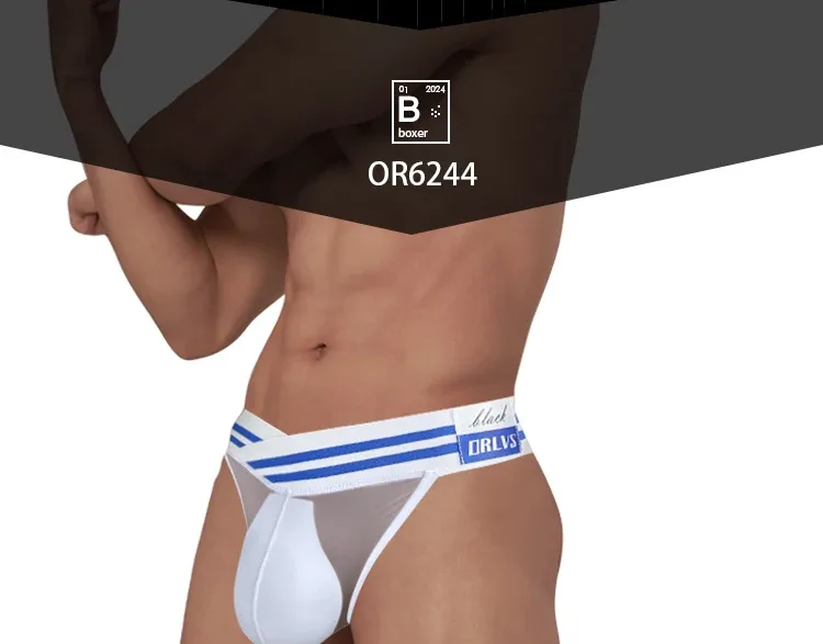 Men's Ice Silk Ultra-Thin Barely-There Mesh Sheer Briefs, Striped V-Shape Elastic Waistband Summer Daily Commute Underwear — image 13