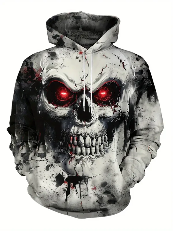 Sweat-shirt imprimé crâne et Rose en 3D, vêtements de sport avec cordon de serrage, hauts à manches longues, sweat à capuche pour hommes, vêtements graphiques de rue — image 10