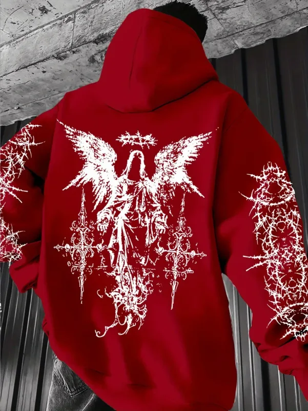 Sudaderas con capucha de estilo gótico con estampado de Ángel para hombre y mujer, sudadera informal de calle para exteriores, tendencia deportiva, sudadera de manga larga de Hip-hop para parejas, Otoño e Invierno — image 10