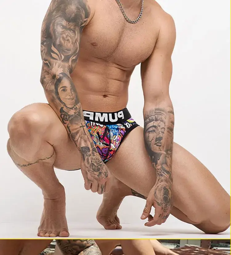 Sexy Men Underwear Funny Briefs Underpants Graffiti Panties Jockstrap Low Waist Butt Lifter Male Underwear MP223 — image 18