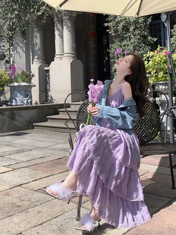 Καλοκαιρινό Befree Long Vintage Casual Ruffles Κομψό Maxi Strap Camis Silky Beach Lace Κομψό φόρεμα για πάρτι Vestidos Sexy Women