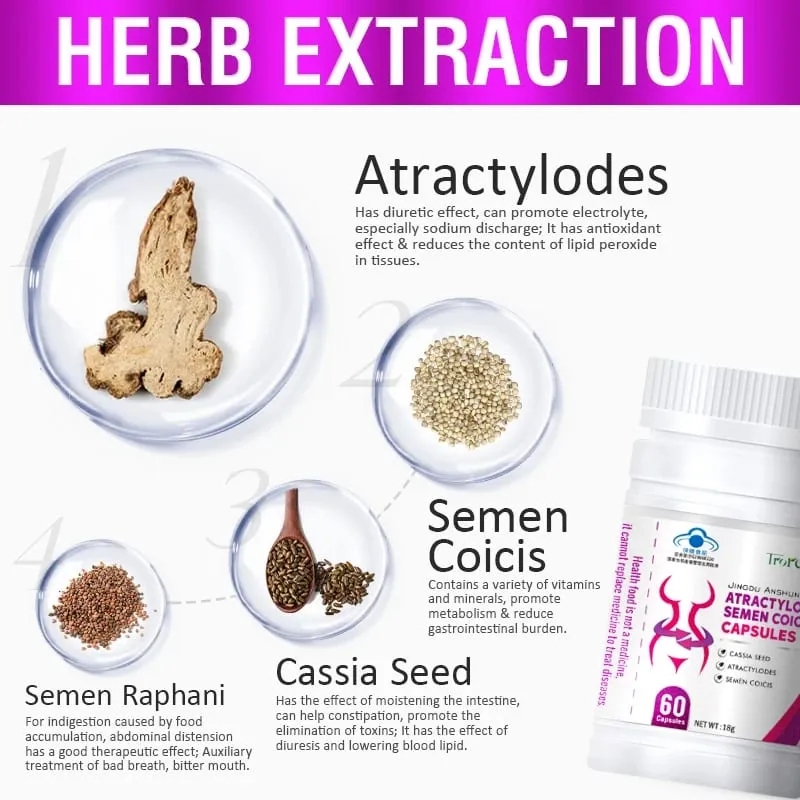 Natural Cassia Seed & Coix seed Pills Detox Slim Metabolism Booster Burn Fat 100% Herbal Vegan & NO SIDE EFFECT — image 3