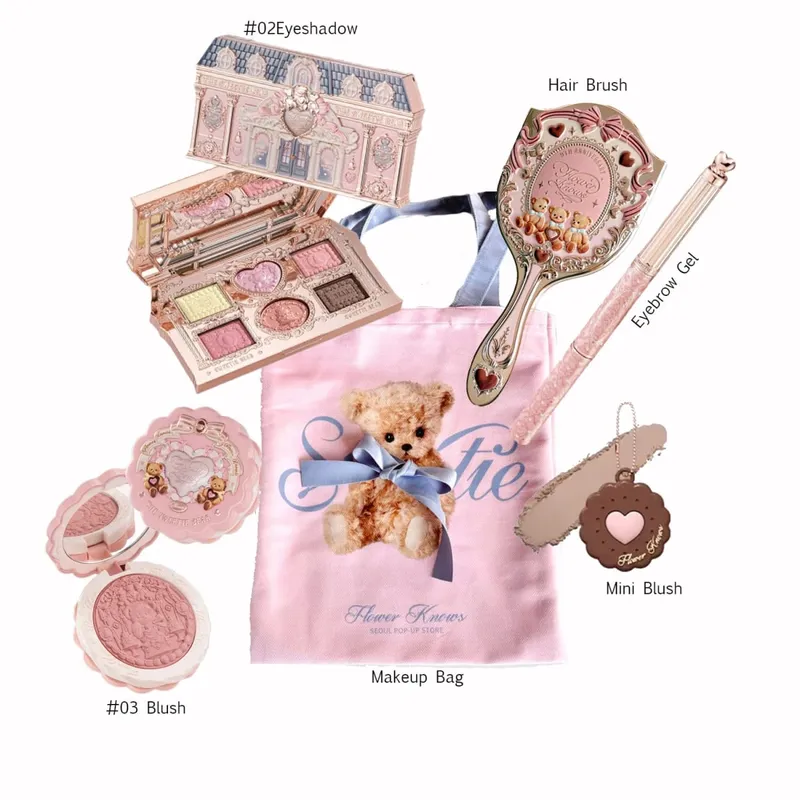 Flower Knows Σετ Μακιγιάζ Κουτί Full Swan Bear Garden Collection Ανάγλυφο Blush Shine Kit Lipstick Foundation All in Maquiagem Kit