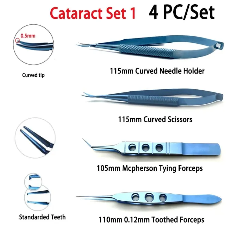 Conjunto de pinças para catarata de uso não médico, porta-agulhas 4 unidades/conjunto ferramentas de reparo doméstico Hi Eye