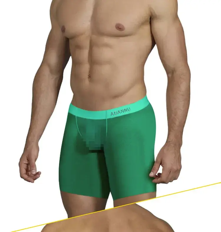 Biancheria intima da uomo ultrasottile da 0,01 mm Boxer lunghi Pantaloncini di raffreddamento in seta di ghiaccio trasparente Mutande fitness da palestra Slip a rete senza cuciture — image 8