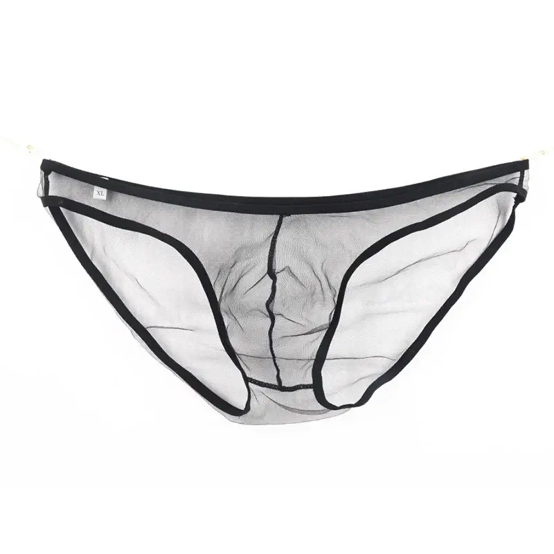 Men's Large Size Low Waist Mesh Briefs, Ultrathin Transparent Underwear, with U Convex Bag, Various Colors Available — image 10