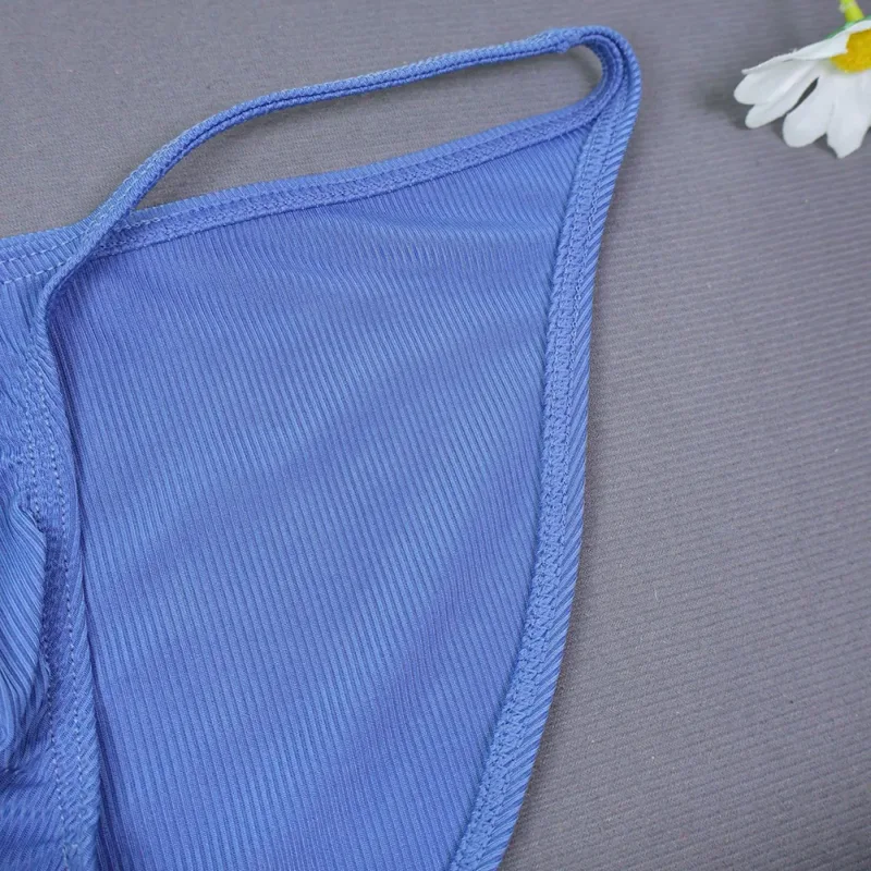Men Fashion Ribbing Sexy High Fork Underwear Briefs U Convex Pouch Low Rise Man Comfortable Underpants Quick-drying — image 13