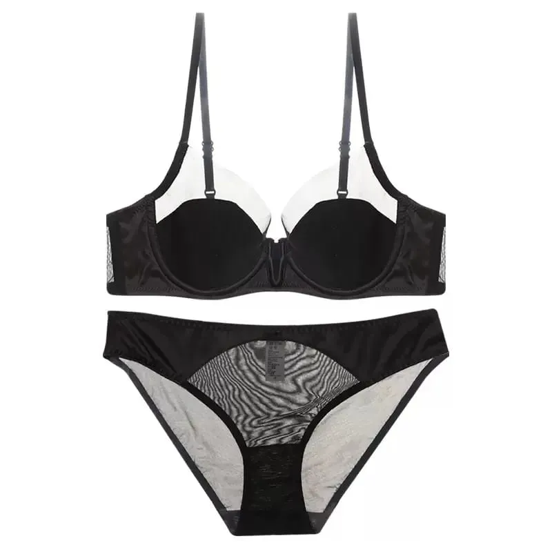 French Mesh Sexy Smooth Underwear Push-up Thin Cup Bra Soft Underwire Bra — image 9