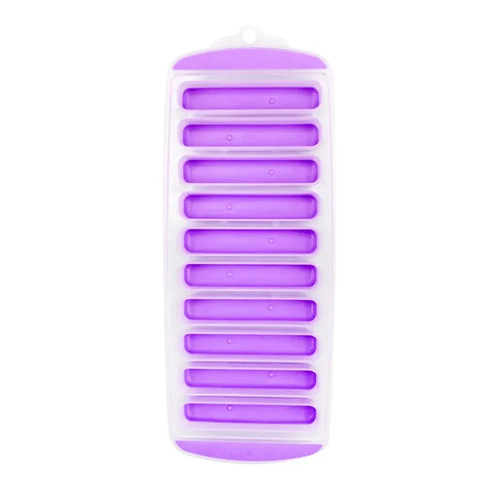 DIY 10 Holes Long Strip Force Cube με Καπάκι Δίσκος για παγάκια σιλικόνης Σπιτική φόρμα παγοκύστη Κρύο ρόφημα — image 10