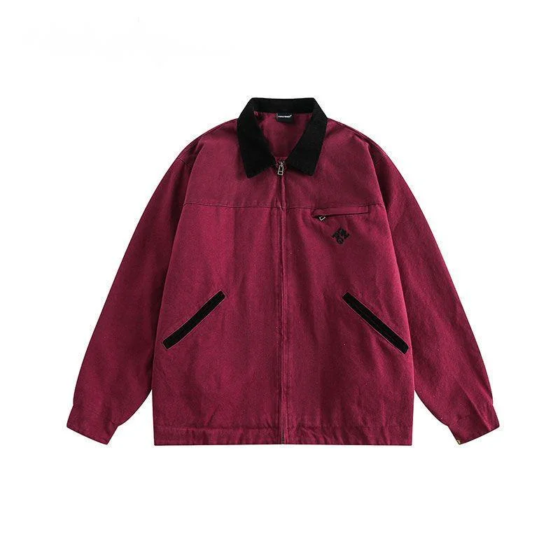 Spring Autumn Cargo Coat American Street Lapel Design Loose Casual All-matching Jacket Cotton Baseball Uniform Outerwear top