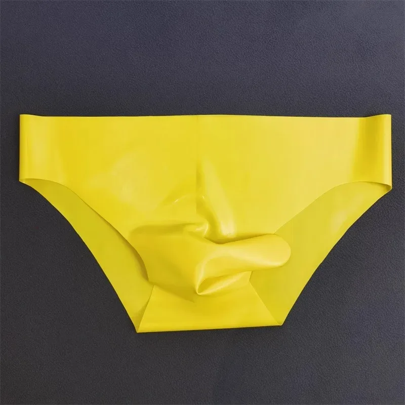 Men's Sexy Latex Erotic Underpants Seamless Rubber Sheath Sissy Briefs See-Through Couple Low Waist Panties Tight Safety Panties — image 13