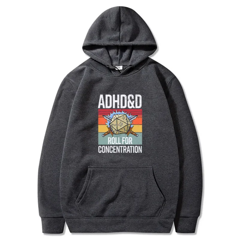 Rollo para concentración 2025 divertido jugador mazmorras DM RPG dados dragón Tops hombres mujeres algodón Vintage sudaderas y sudaderas con capucha
