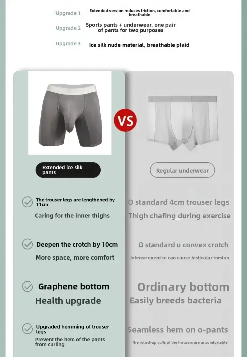 Men Ice Silk Boxer Briefs Deep U Convex Pouch Breathable Cool Quick Dry Sports Running Underwear Anti Chafe Seamless Underpants — image 8