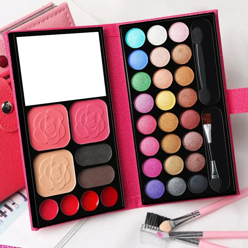 Κιτ μακιγιάζ 33 χρωμάτων Eyeshadow Powder Blush Lipstick Pallets Long Lassting Girl Pan with Mirror Beginner Plate Cosmetics Makeup