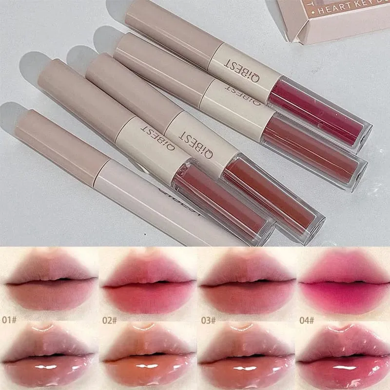 4 Χρώματα Double Head Lip Glaze Pressed Powder Blush Σκιά ματιών Μολύβι ματιών Λάδι χειλιών Κιτ μακιγιάζ πολλαπλών χρήσεων — image 3