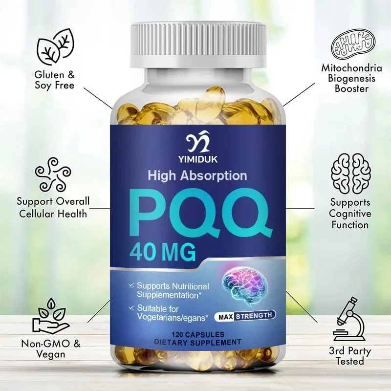 PQQ Capsules 40mg Mitochondrial Biogenesis Support Cell Brain & Heart Health Energy Boost Cognitive Function Antioxidant