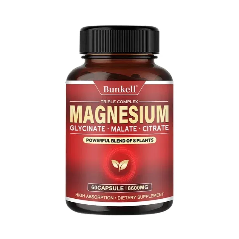 Magas felszívódású magnézium-glicinát malát-citrát 100% kelát, nem GMO vegetáriánus gluténmentes 8 600 mg 120 kapszula