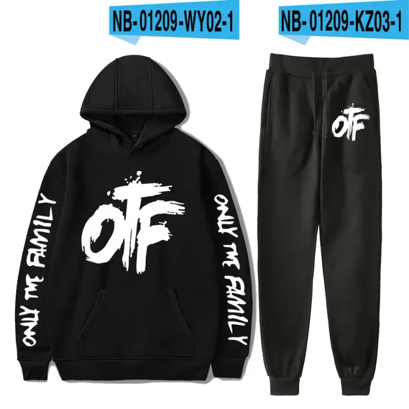 Harajuku Comfortable Funny OTF Letter Print Sweatshirt Sweatpants Suit Men/Women Hoodies+ Trousers Suit Cute 2 Piece Set Clothes