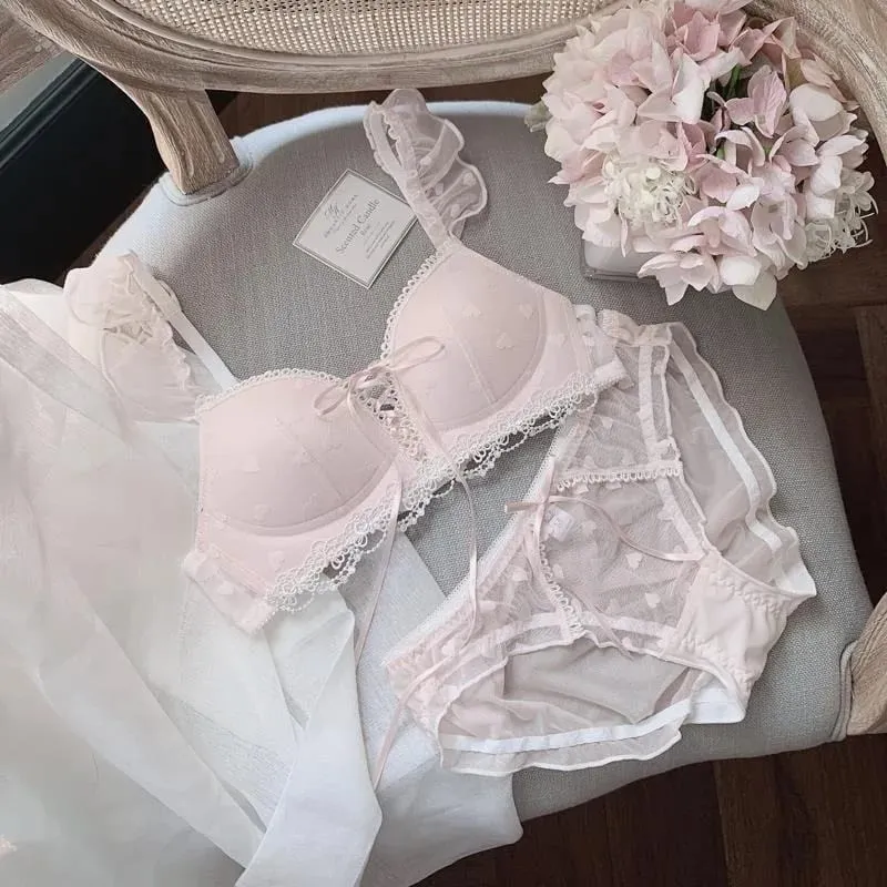 Cute German Style Bralette Set Wireless Lace Training Bra for Teens Sweet First Bra for Small Chest Comfortable Girls Lingerie — image 2