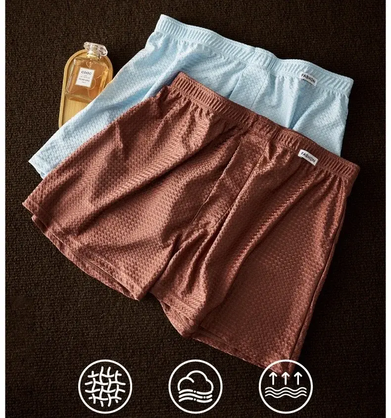 2 Pack Men's Ice Silk Boxers Mid-Rise Loose Fit Summer Cool Trendy Sheen Underwear Sleepwear Male Panties — image 7