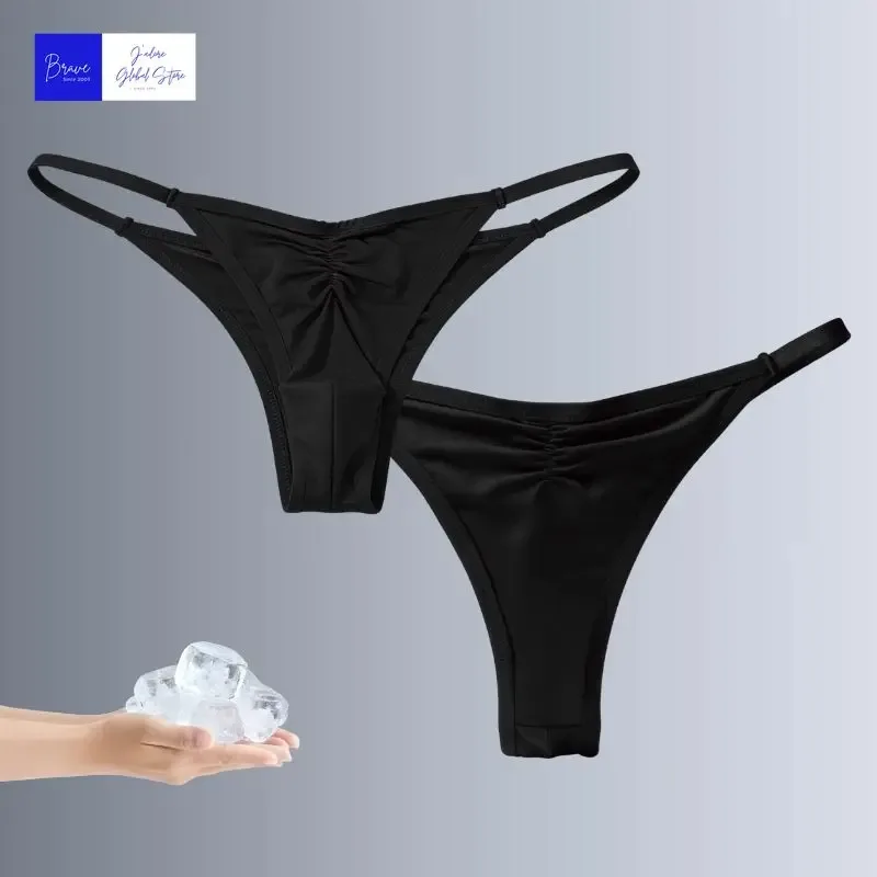 1 Piece Men's Sexy Thong - High Slit Ruched Semi-transparent Ice Silk Fabric Breathable No-Stick Casual Daily Men Underwear — image 2