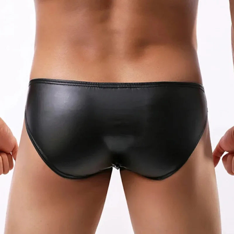 New PU Faux Leather Mens Bikini Briefs Trunks Slips Tights Hot Sexy Underwear Jockstrap Calzoncillos Ropa Panties Tanga Thong — image 9