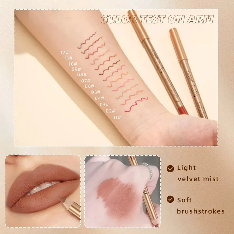 12 ΤΕΜ Σετ Lipliner Αδιάβροχο ματ μολύβι χειλιών Lipstick Lasting Lip Liner Pen Smooth Nude Lipstick Pencil For Cosmetics — image 6