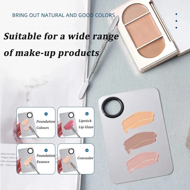 Makeup Mixing Palette Foundation Lipstick Eye Shadow από ανοξείδωτο ατσάλι Mixer Palette with Spatula Mixing Stick Beauty Tools Nail-A