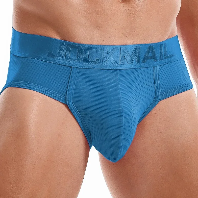 Jockmail Mens Underwear Briefs Mesh Breathable Sports Fitness Shorts Solid Color Sexy Low-rise Lingeries for Extreme Panties — image 34
