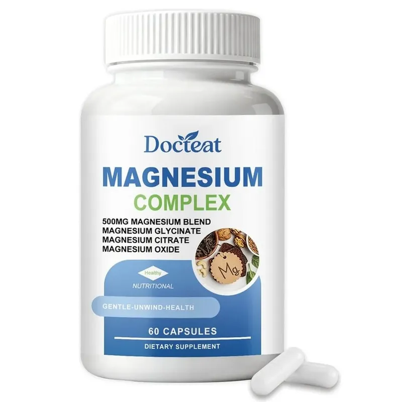 Κάψουλες Docteat Magnesium Complex με 500mg μείγμα μαγνησίου υποστηρίζει την υγεία των νεύρων και τον ενεργειακό μεταβολισμό καθημερινά 60 κάψουλες