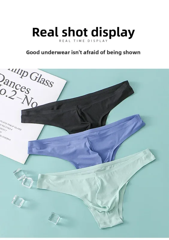 Half Hip Small Triangle Men's Underwear Low Waist Sexy Young Men Ice Silk Seamless Briefs Summer Lightweight Breathable Panties — image 13