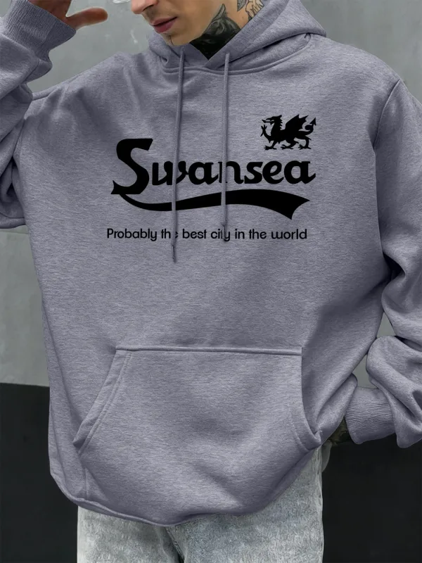 Swansea, la mejor ciudad, diseño de letras, Otoño, Sudadera con capucha para hombre, sudadera con bolsillo, jerséis suaves de lana informales, ropa de Hip Hop, Tops sueltos — image 12