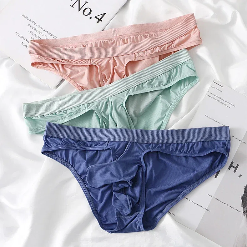 Calzoncillos de seda de hielo para hombre, ropa interior ultrafina, transparente, sin costuras, de secado rápido, transpirables, para verano