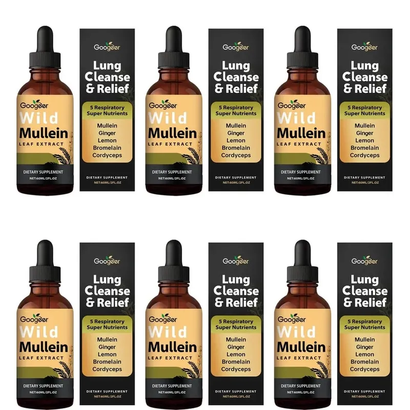 Googeer Wild Mullein Leaf Extract Liquid Respiratory Support Ginger Lemon Peel Extract Bromelain and Cordyceps Extract 60 ML — image 8