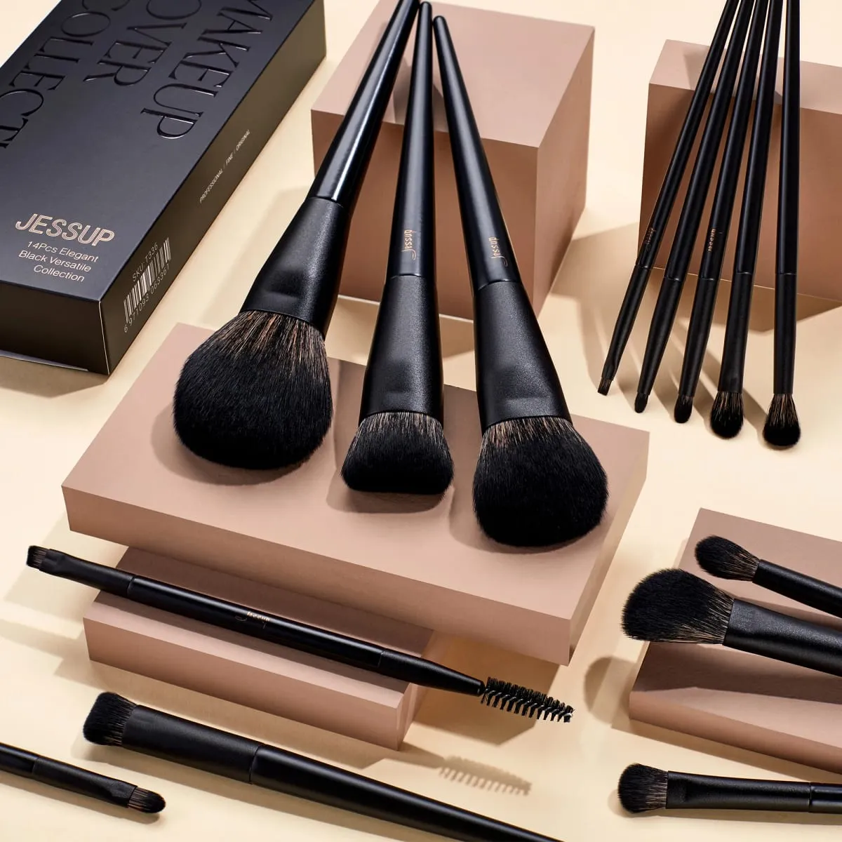 Jessup Σετ Πινέλων Μακιγιάζ 10-14pcs Πινέλο Μακιγιάζ Contour Foundation Πούδρα Σκιάς Ματιών Highlight Blending Concealer Liner T336 — image 6