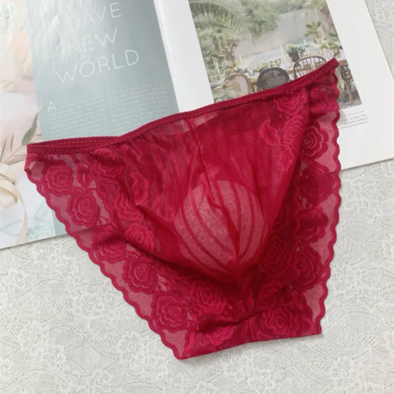 Men Seamless Lace Extreme Men's Panties Mesh Sheer Very Hot Lingerie Gay Sissy Bulge Pouch Bikini Briefs Underwear Underpants — image 14