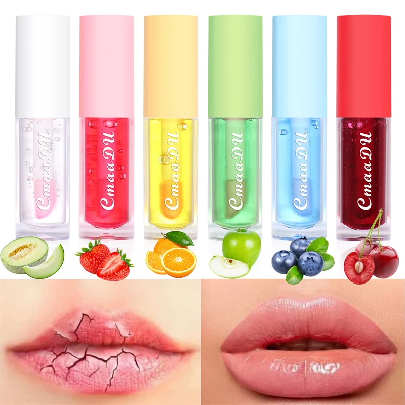 Φρούτα που αλλάζει χρώμα για τα χείλη Strawberry Lip Oil Moisturizing Reduce Lips Liquid Liquid Liquid Waterproof Jelly Plump Lips Care