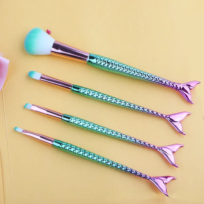 Conjunto de pincéis de maquiagem sereia, pó cosmético, sombra, base, blush, pincel macio, ferramenta de maquiagem, gradiente de 6 cores — image 6
