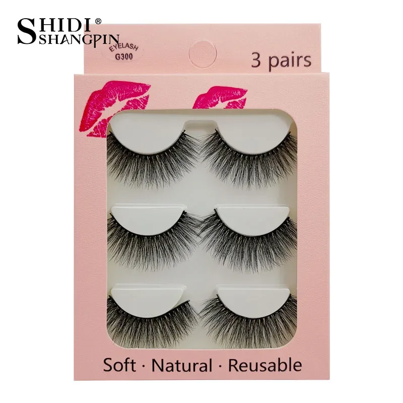 Faux Cils 3 זוגות ריסים מלאכותיים טבעיים ארוכים 3D מינק ריסי מינק רכים רכים מלוכלכים בעבודת יד ריסים מזויפים כלי איפור עיניים Maquiagem — image 32
