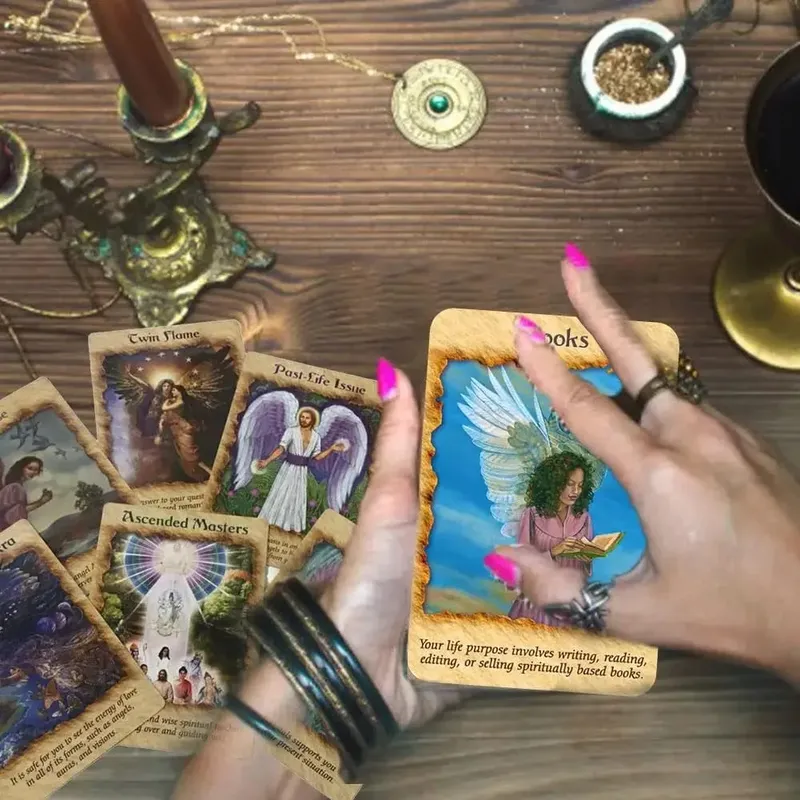 Angel Therapy קלפי אורקל PDF ספר הדרכה קלפי טארוט משחקי לוח למסיבה משפחתית צעצועי ילדים לנשים