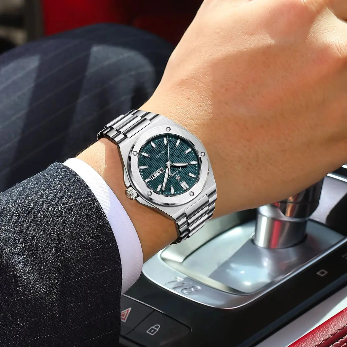 Top Original Male Clock Quartz Date Week Men Wristwatch Waterproof Luminous Stainless Steel Fashion Men's Watches Reloj