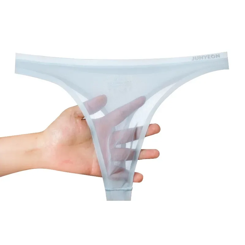 Men's Ice Silk Underwear Summer Ultra-Thin Nude Feel Breathable Seamless Sexy Transparent Underpants Pouch Lingerie Bikini Slip — image 6