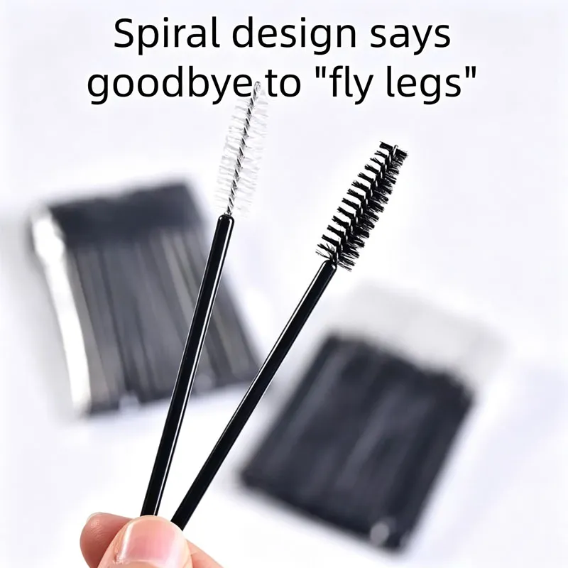 Νέο 50/100 τμχ Microbrush for Eyelashes Brush Crystal Spoolie Brushes Brown Comb Makeup Beauty Tool for Eyelashes HZS24 — image 4