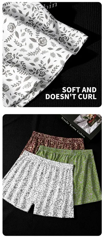 MiiOW 3Pcs Cotton Men Underwear Boxershorts Breathable Rose Print Man Underpants Skin-friendly Large Size Men's Shorts Panties — image 17