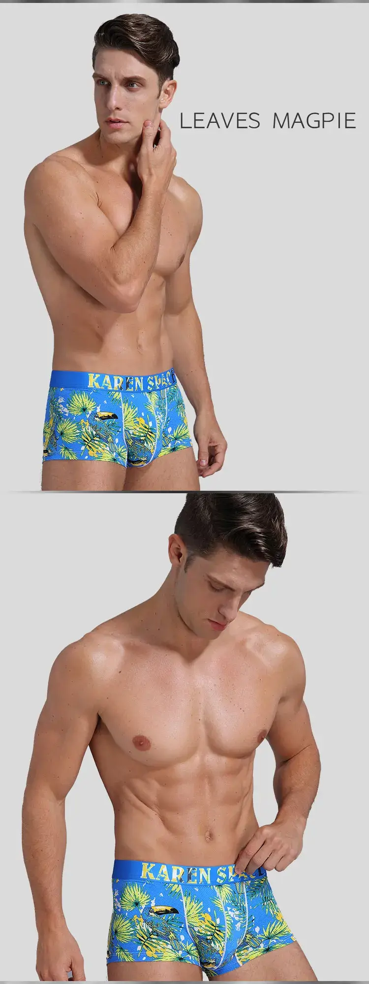Men's Breathable Ice Silk Printed Boxer Briefs Underwear Fashionable Male Panties Comfortable Calzoncillo Hombre — image 7