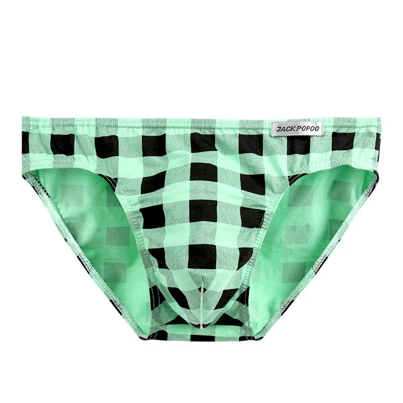 Fashion Plaid Underwear Cotton Soft Elastic Men Briefs Breathable Comfortable Youth Underpants Mens Sexy U Bulge Pouch Panties — image 31